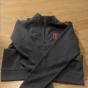 Gray Quarter pullover -Zip Sweatshirt with Red B Logo